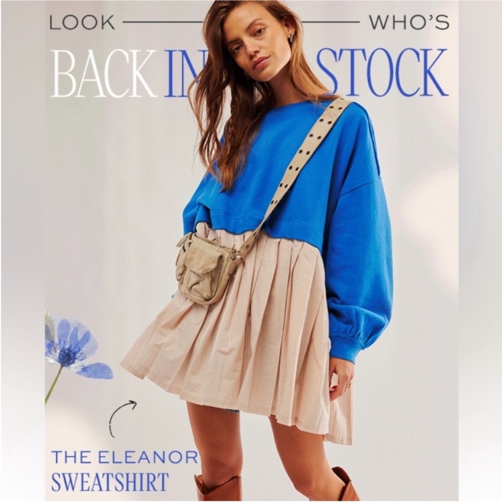 Free People Lake Victoria Blue/Cream Combo Eleanor Sweatshirt
